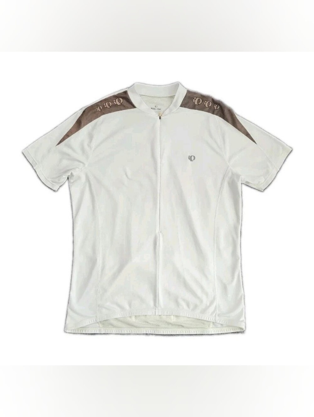 Pearl Izumi Men's L Cycling Jersey White/Brown Short Sleeve Full Zip Pockets